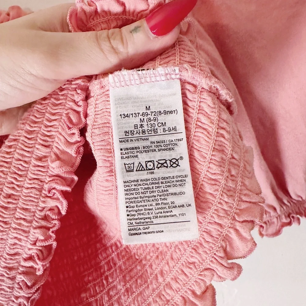 Gap Pink Smocked Puff Sleeve Top Kids Girls